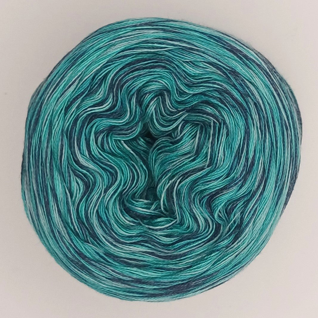 Bobbel "Türkis" Nr.2 von der Temperaturdecke Set DUNKEL, 4-fädig meliert