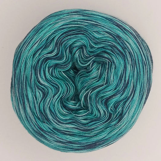 Bobbel "Türkis" Nr.2 von der Temperaturdecke Set DUNKEL, 4-fädig meliert