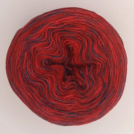 Bobbel "Rot" Nr.7 von der Temperaturdecke Set DUNKEL, 4-fädig meliert