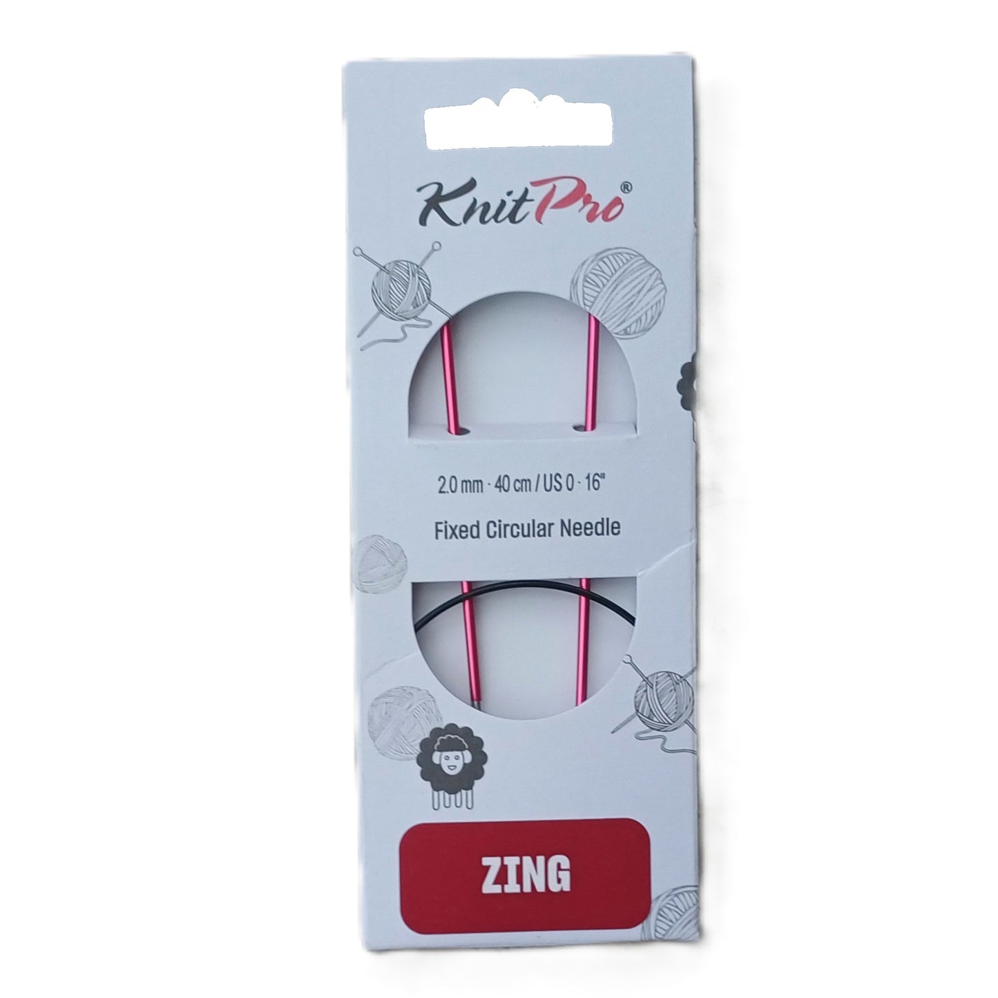 KnitPro ZING Alu - Rundstricknadel 60cm od. 40cm lang, 2mm