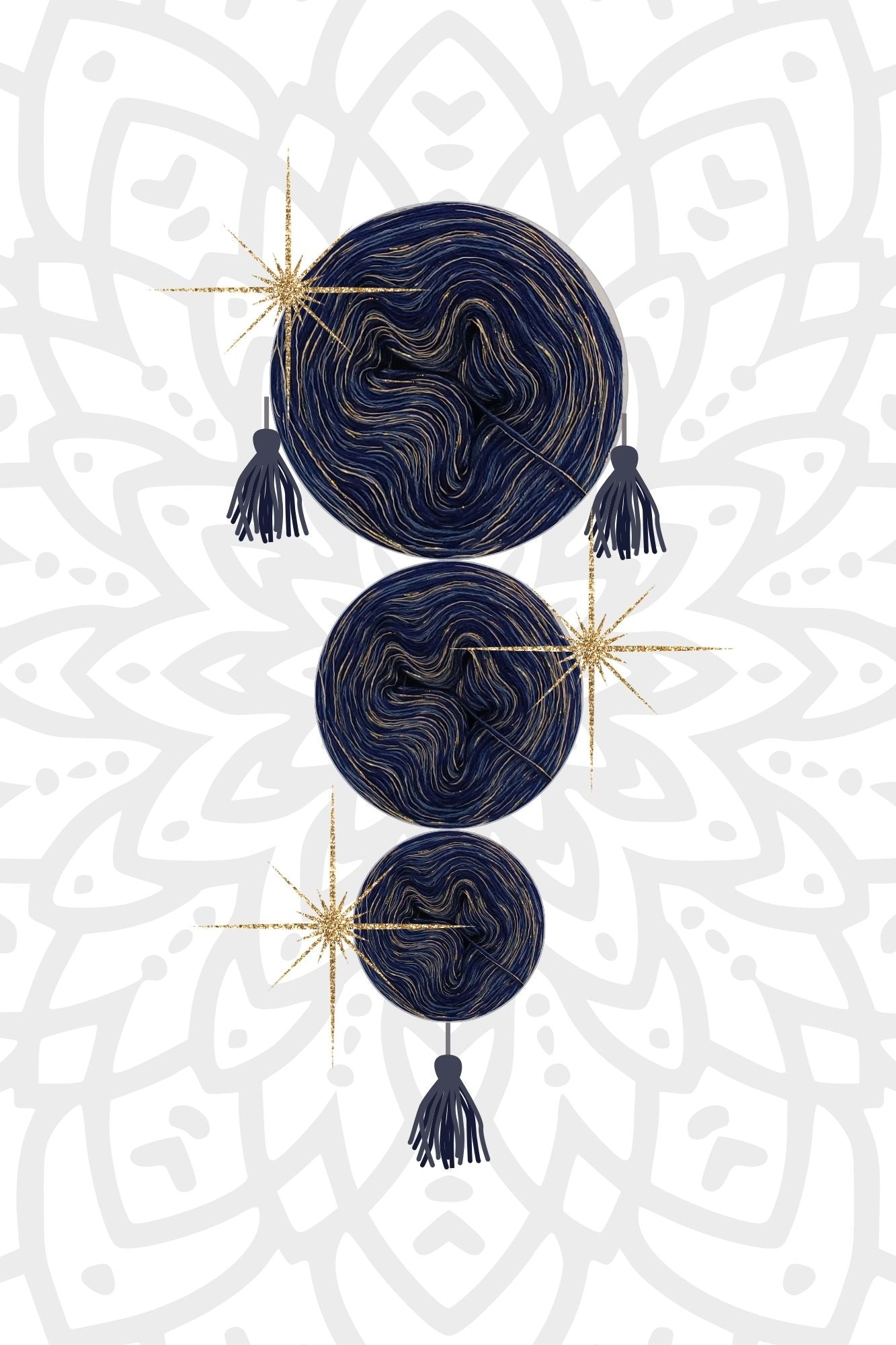 Mystery-Mandala KAL Adventskalender 2025, Mandalas stricken (Set 6)