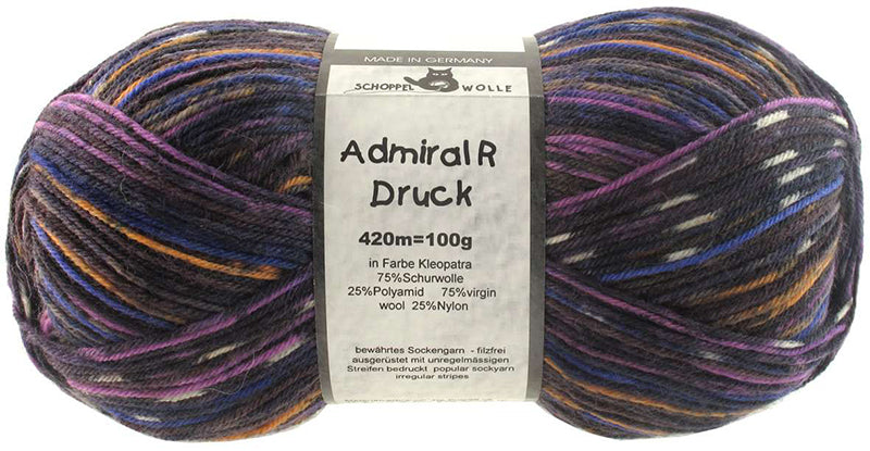 Schoppel Admiral Druck, 4-fach Sockenwolle - 1863 magic Kleopatra