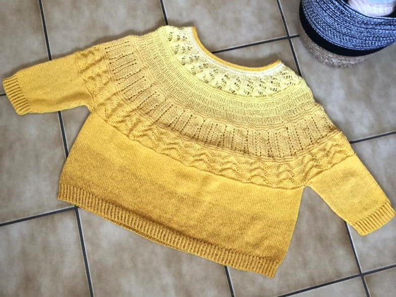 Oversize Sommerpullover "Sofia", vier verschiedenen Mustern, Rundpasse, PDF