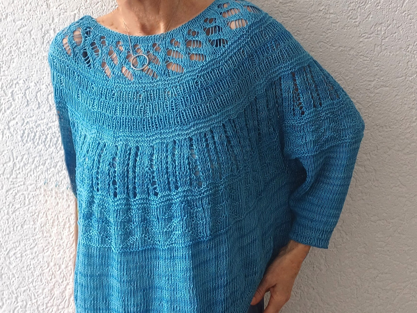 Oversize Sommerpullover "Sofia", vier verschiedenen Mustern, Rundpasse, PDF