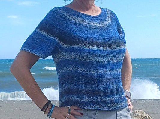 Oberteil "Galuna", Sommer-Shirt stricken, alle Größen + Längen