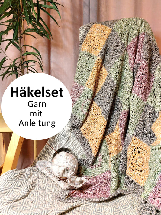 Häkelset Granny Square Decke häkeln