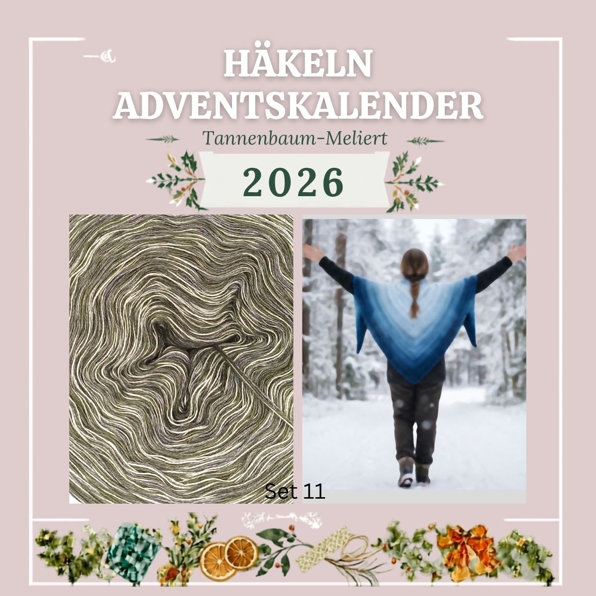 Adventskalender Häkeln 2026 – Tannenbaum Set 11 - meliert
