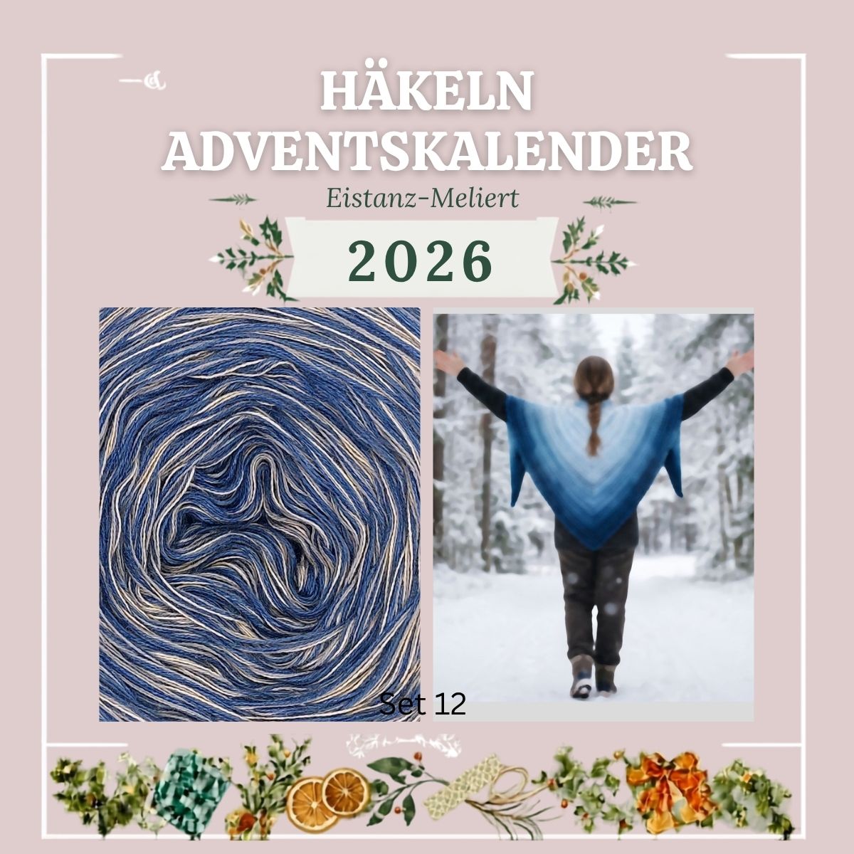 Adventskalender Häkeln 2026 – Eistanz Set 12 - meliert