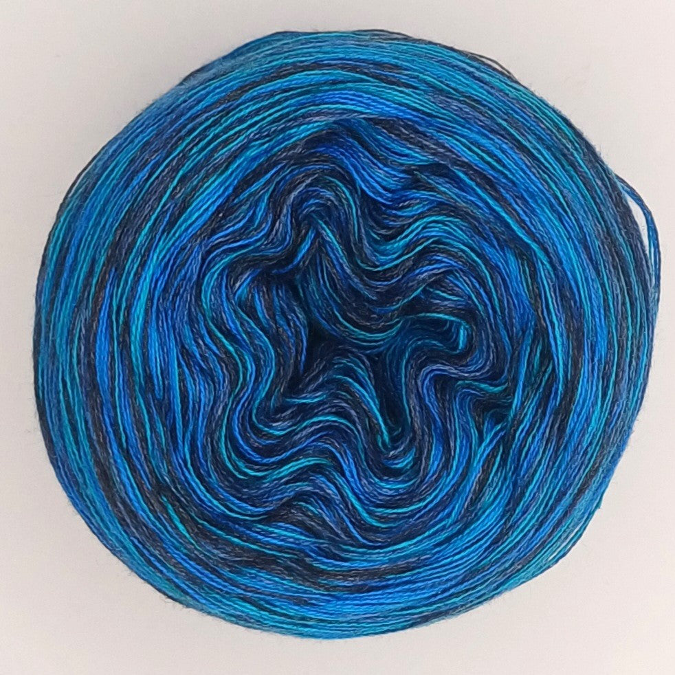 Bobbel "Seablue" Nr.3 von der Temperaturdecke Set DUNKEL, 4-fädig meliert