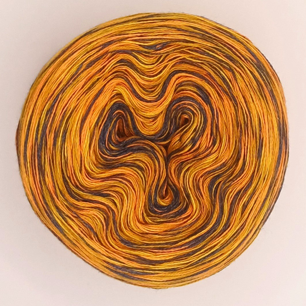 Bobbel "Curry" Nr.6 von der Temperaturdecke Set DUNKEL, 4-fädig meliert