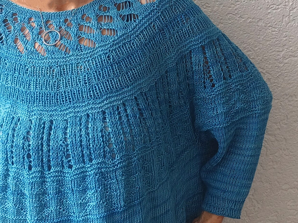 Oversize Sommerpullover "Sofia",  vier verschiedenen Mustern, Rundpasse, PDF