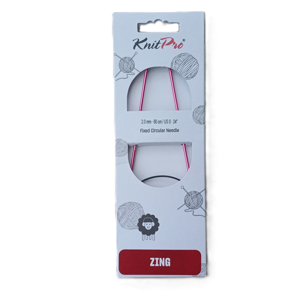 KnitPro ZING Alu -  Rundstricknadel 60cm od. 40cm lang, 2mm