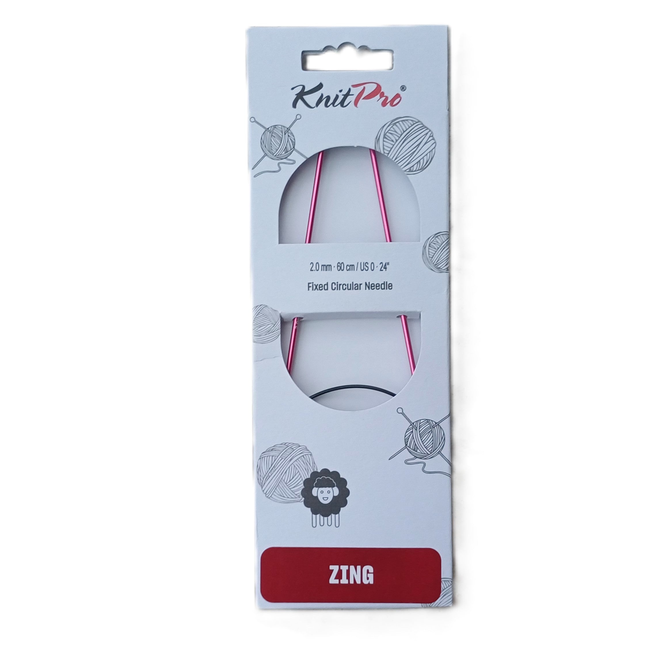 KnitPro ZING Alu -  Rundstricknadel 60cm od. 40cm lang, 2mm