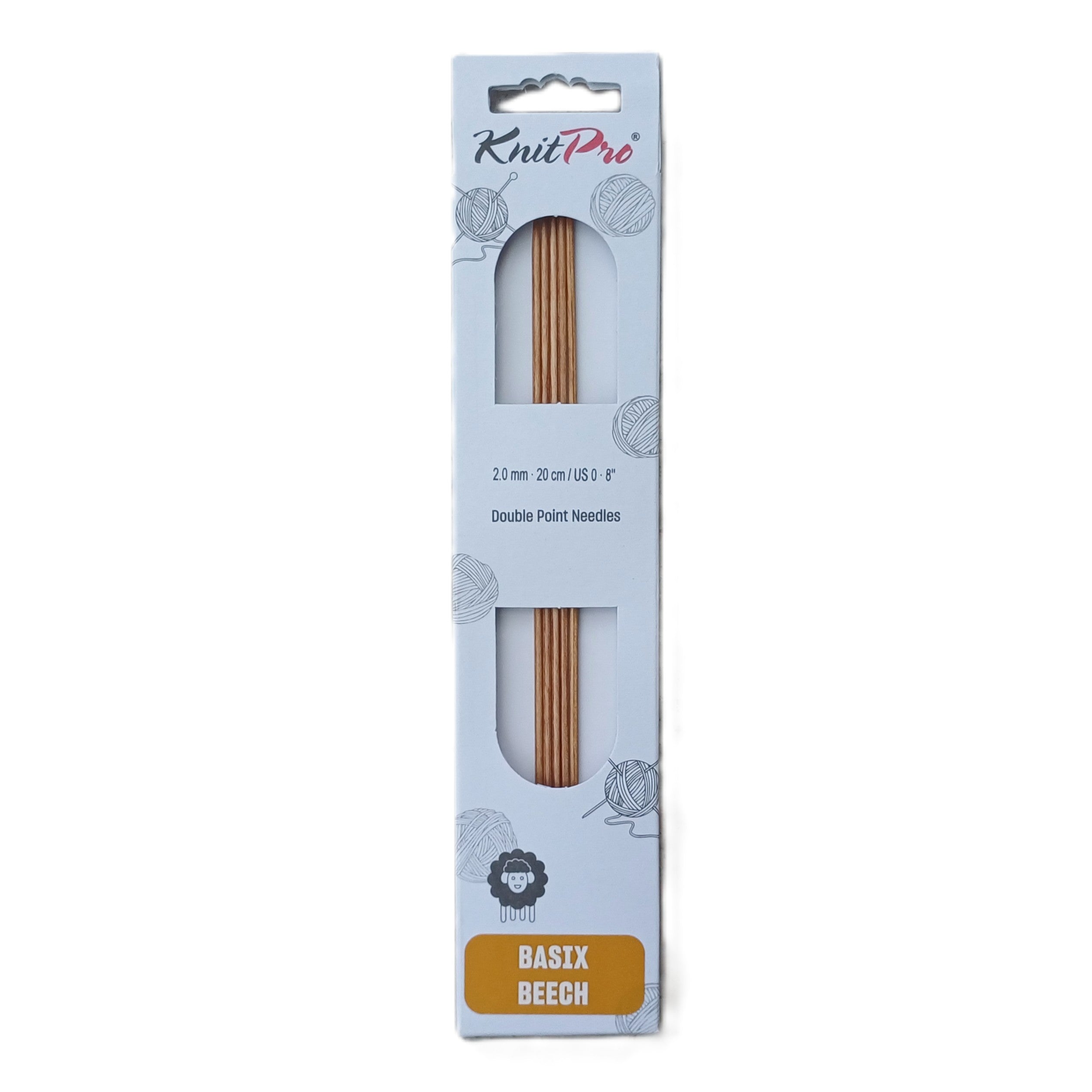 KnitPro Nadelspiel Basix Beech 2mm, 20cm lang