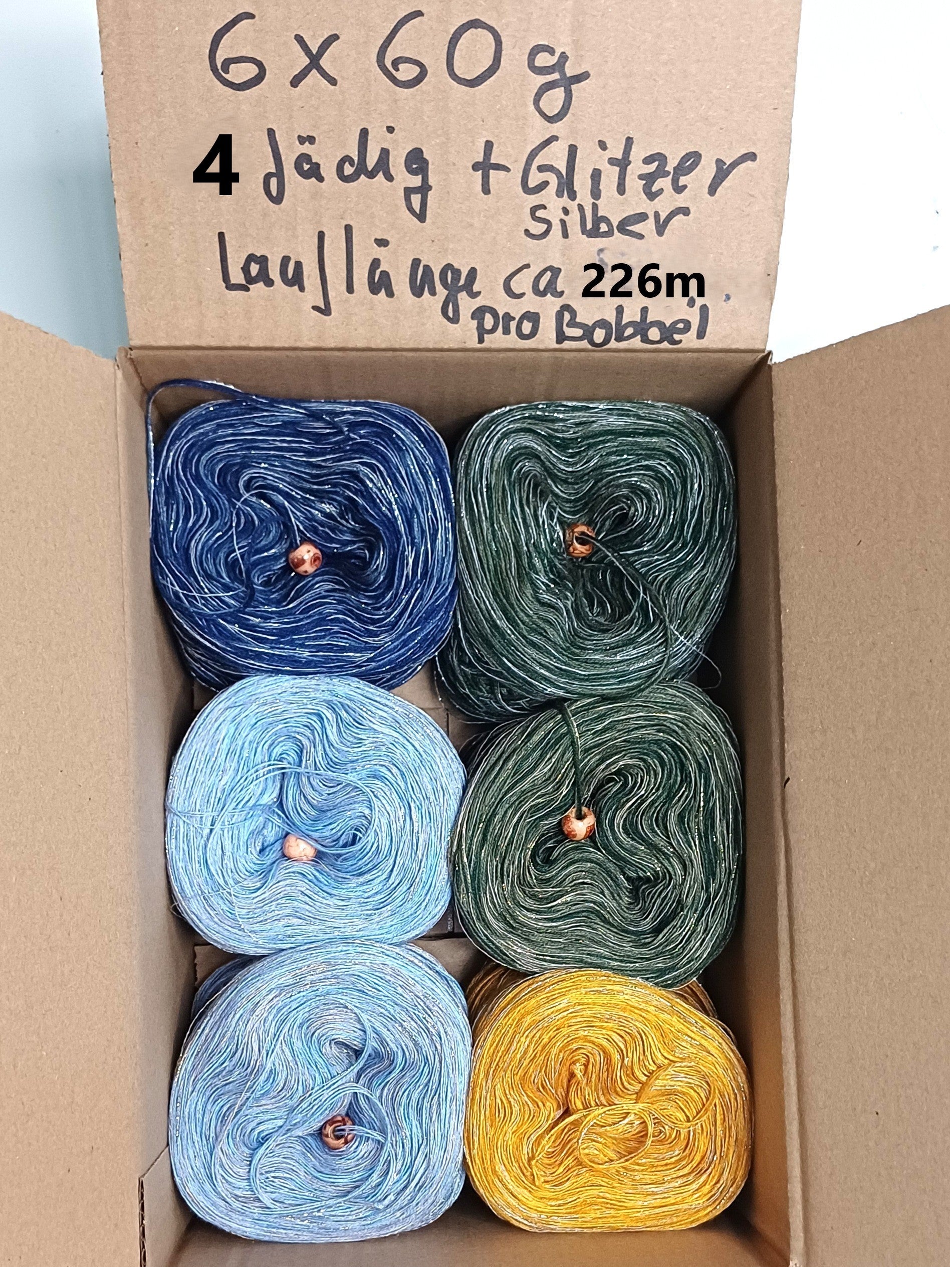 Schnäppchen Bobbel Schatzkiste 3-fädig, meliert + Glitzer Silber, 360g/1356m (06126)