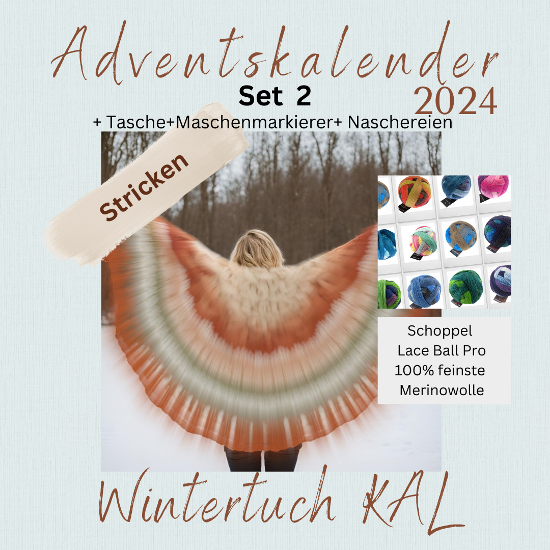 Adventskalender 2024 "Wintertuch" stricken, Set 2, Schoppel Lace Ball Pro