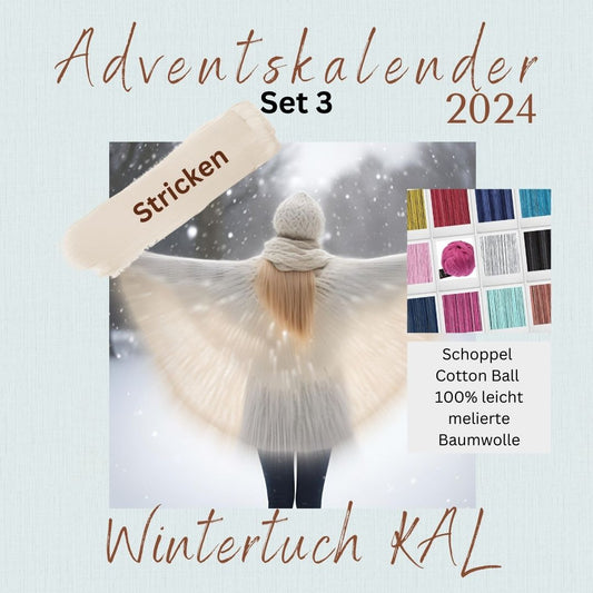 Adventskalender 2024 "Wintertuch" stricken, Set 3, Cotton Ball