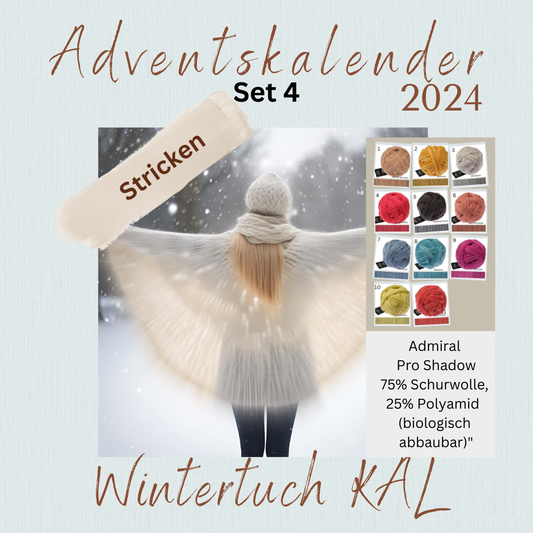 Adventskalender 2024 "Wintertuch" stricken, Set 4, Admiral Pro Shadow (Wolle)