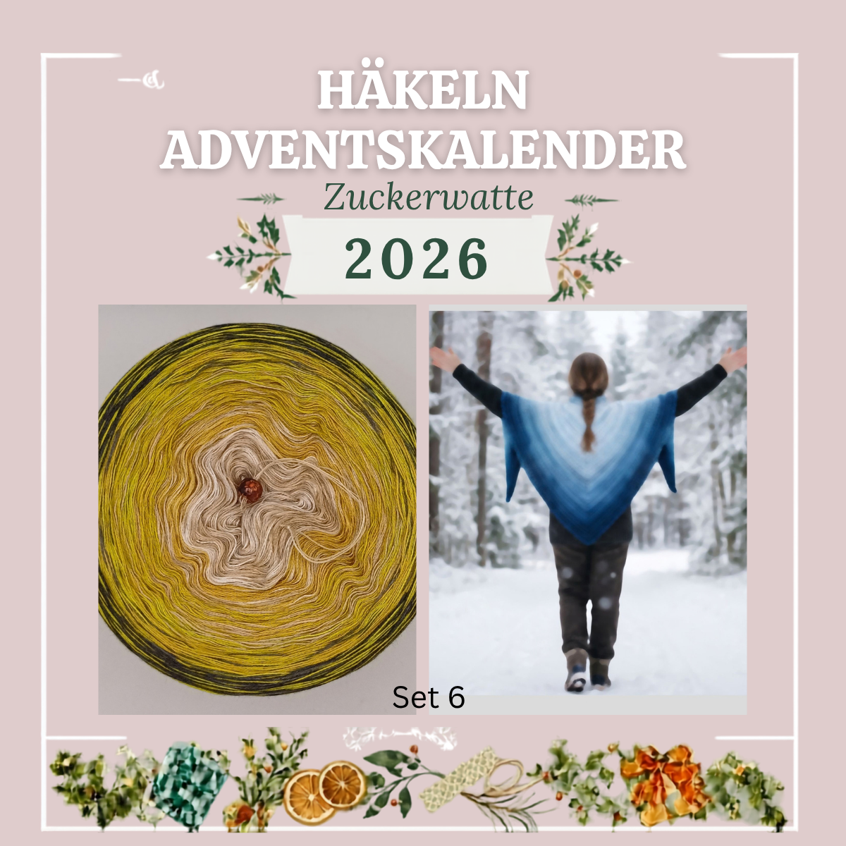 Adventskalender Häkeln 2026 – Zuckerwatte Set 6