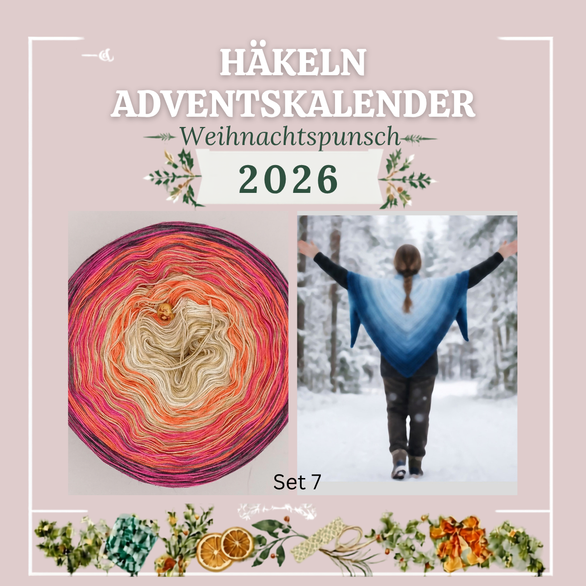 Adventskalender Häkeln 2026 – Weihnachtspunsch Set 7