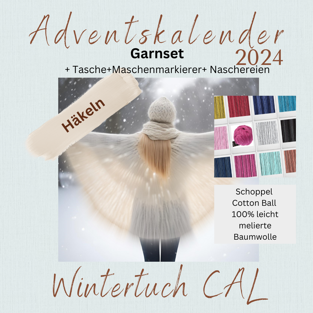 Adventskalender 2024 "Wintertuch" häkeln, Cotton Ball