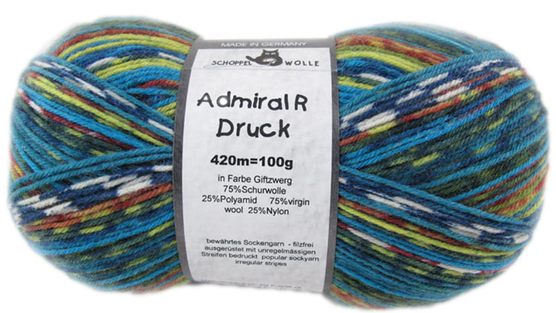 Schoppel Admiral Druck, 4-fach Sockenwolle - 2184 magic Giftzwerg