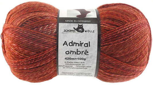 Schoppel Admiral, 4-fach Sockenwolle - ombre, rotes Laub 1881