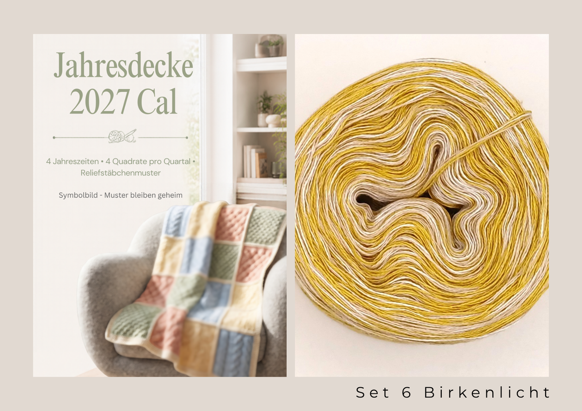 Granny Square Mystery Relief Jahresdecke 2027 – Garnset inklusive 4 Quartalsanleitungen