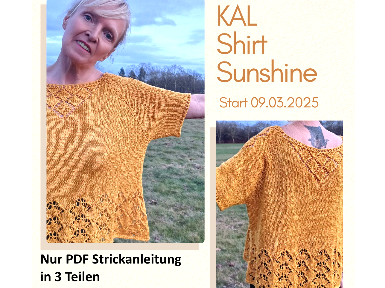 KAL "Sunshine", RVO Sommershirt stricken - NUR PDF Strickanleitung