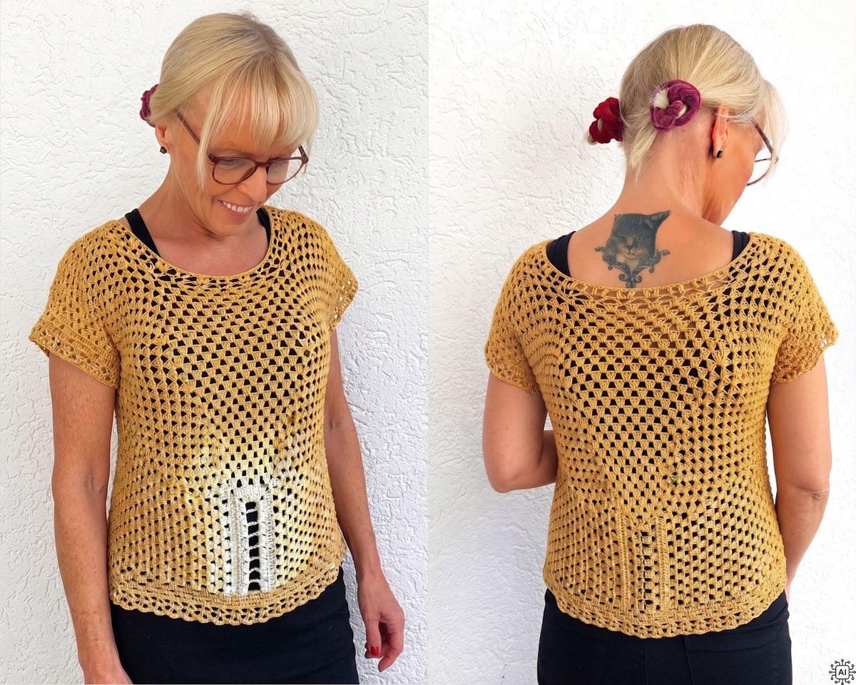 Häkelanleitung Wendeshirt "Dorita", Gr. S-M – XXXL
