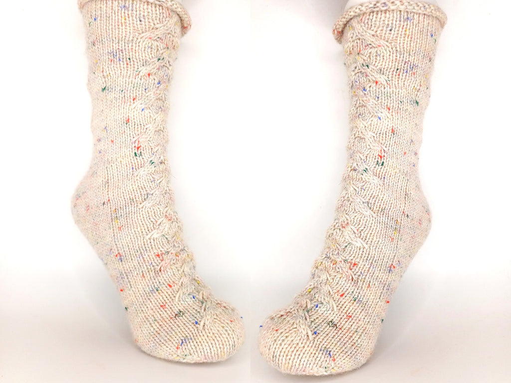 Socken 2026 - Septemper: Fixe Quicky Ferse "Kuschelzeit" mit Zopfmuster, 6-fach, Toe Up