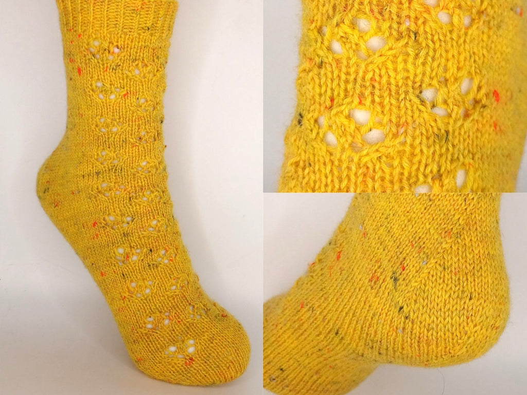 Socken 2026 - Juli: Fixe Quicky Ferse "Pusteblume" mit Lochmuster, 4-fach, Toe Up