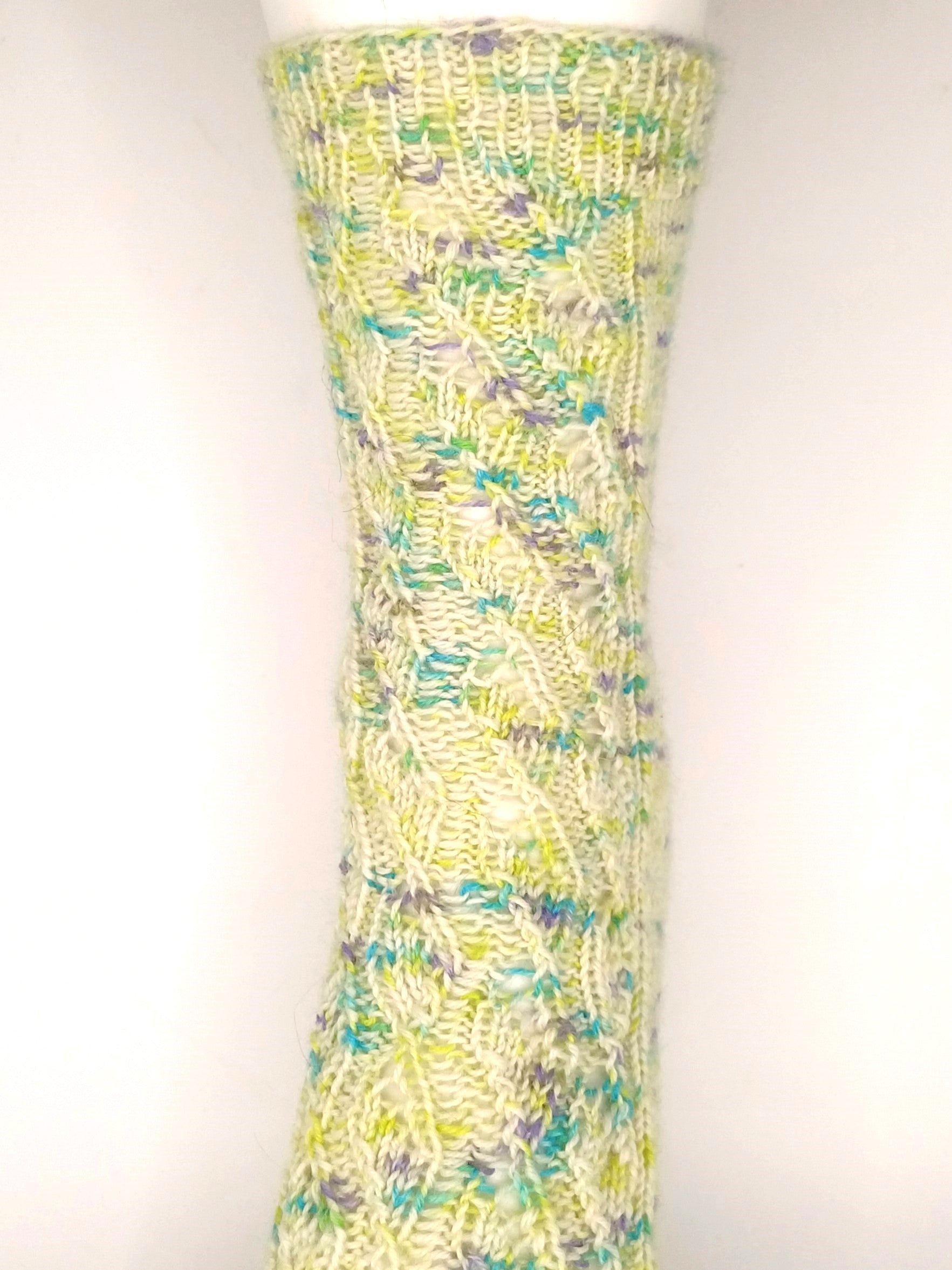 Strickanleitung Fixe-Quicky-Ferse "Eva" mit Blattmuster, Top Down, Socken stricken, Gr. 34-47, PDF