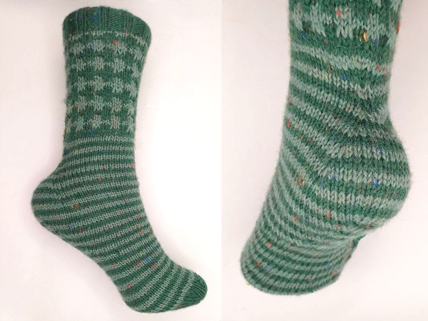Socken 2026 - Februar: Fixe Quicky Ferse "Harlekin" mit Hebemaschen-Muster, 6-fach, Top Down