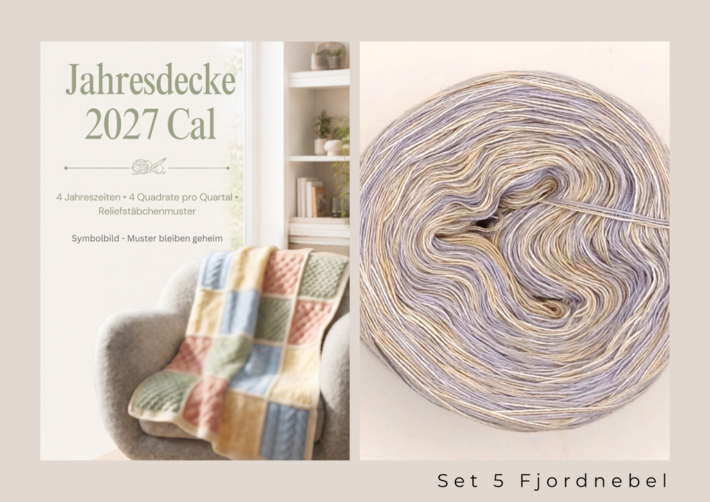 Granny Square Mystery Relief Jahresdecke 2027 – Garnset inklusive 4 Quartalsanleitungen