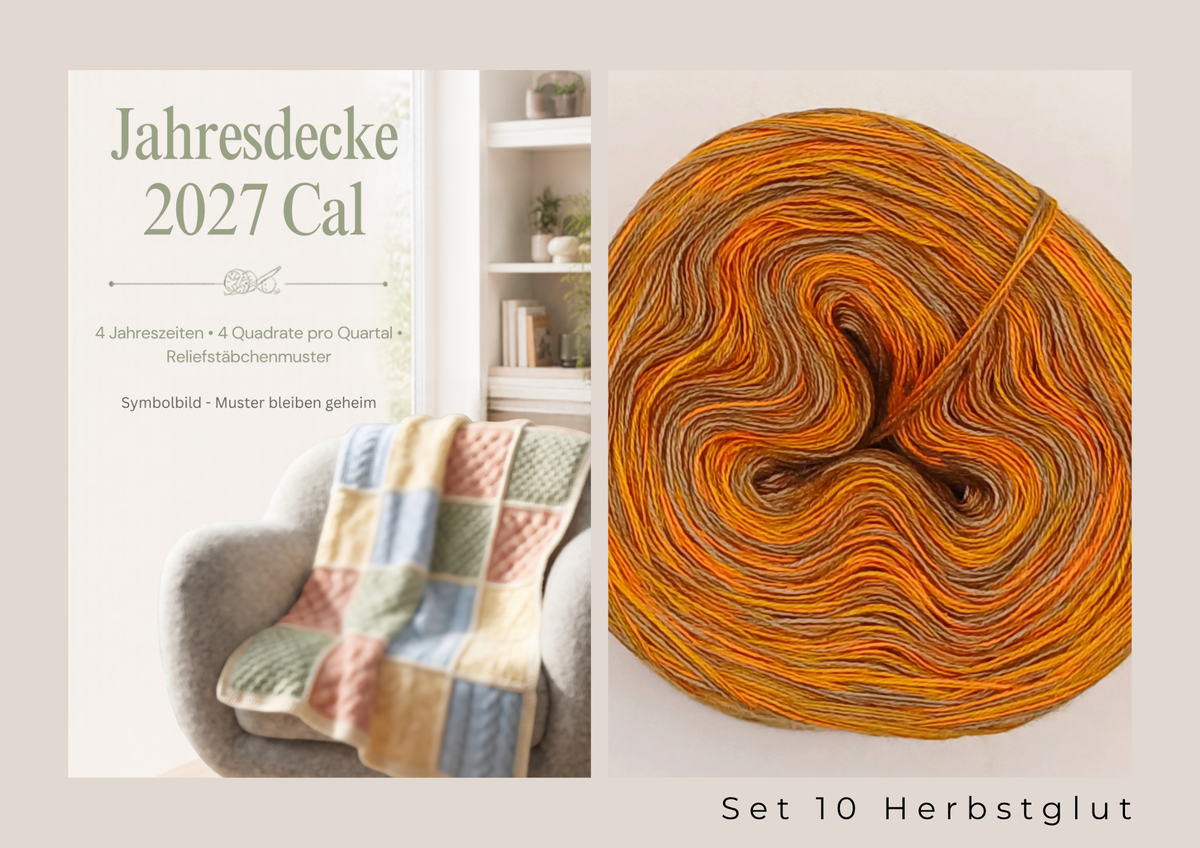 Granny Square Mystery Relief Jahresdecke 2027 – Garnset inklusive 4 Quartalsanleitungen