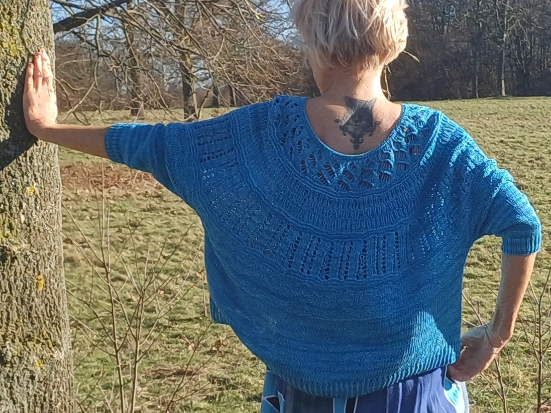 Oversize Sommerpullover "Sofia",  vier verschiedenen Mustern, Rundpasse, PDF