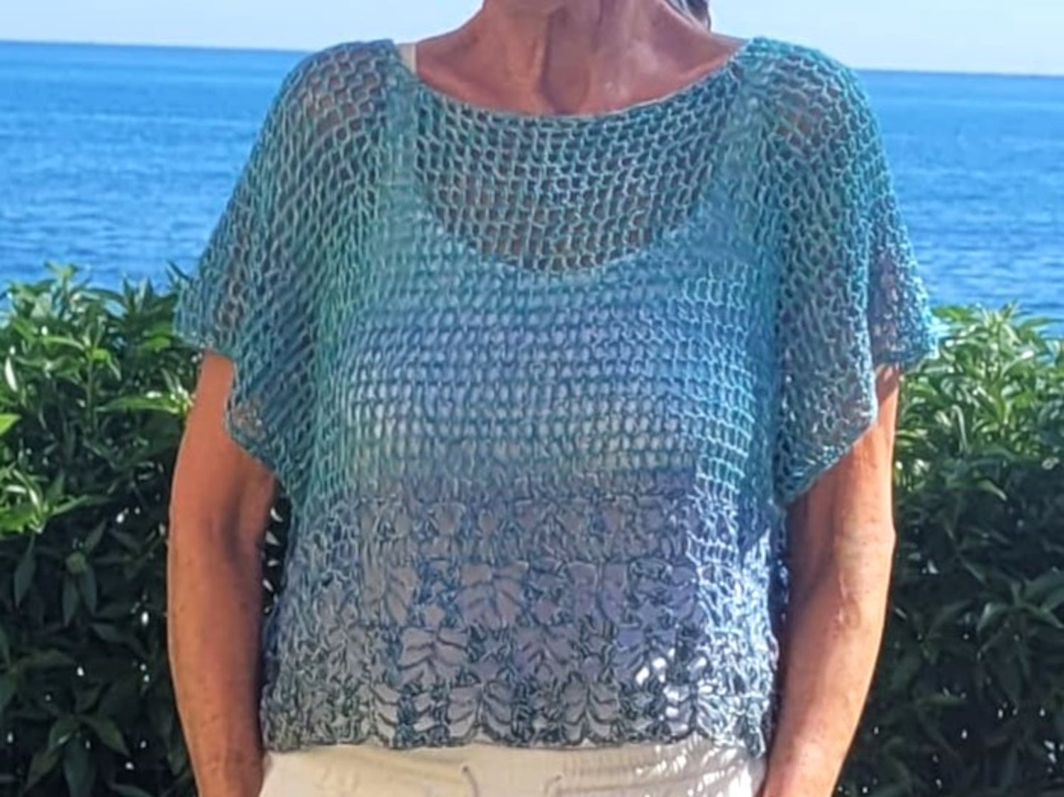 Häkelanleitung Oberteil "Lagune", Raglan von oben, alle Gr. + Längen