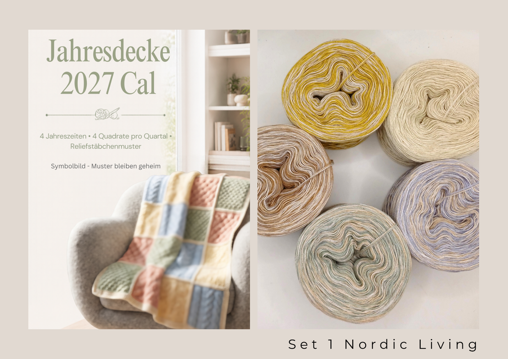 Granny Square Mystery Relief Jahresdecke 2027 – Garnset inklusive 4 Quartalsanleitungen