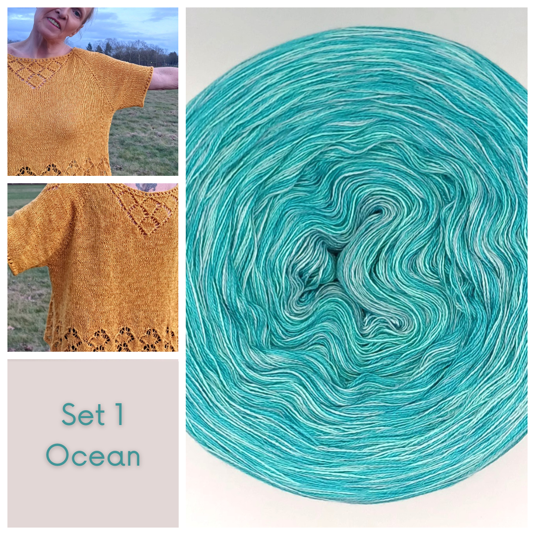 KAL "Sunshine", RVO Sommershirt stricken -  Set 1 Ocean