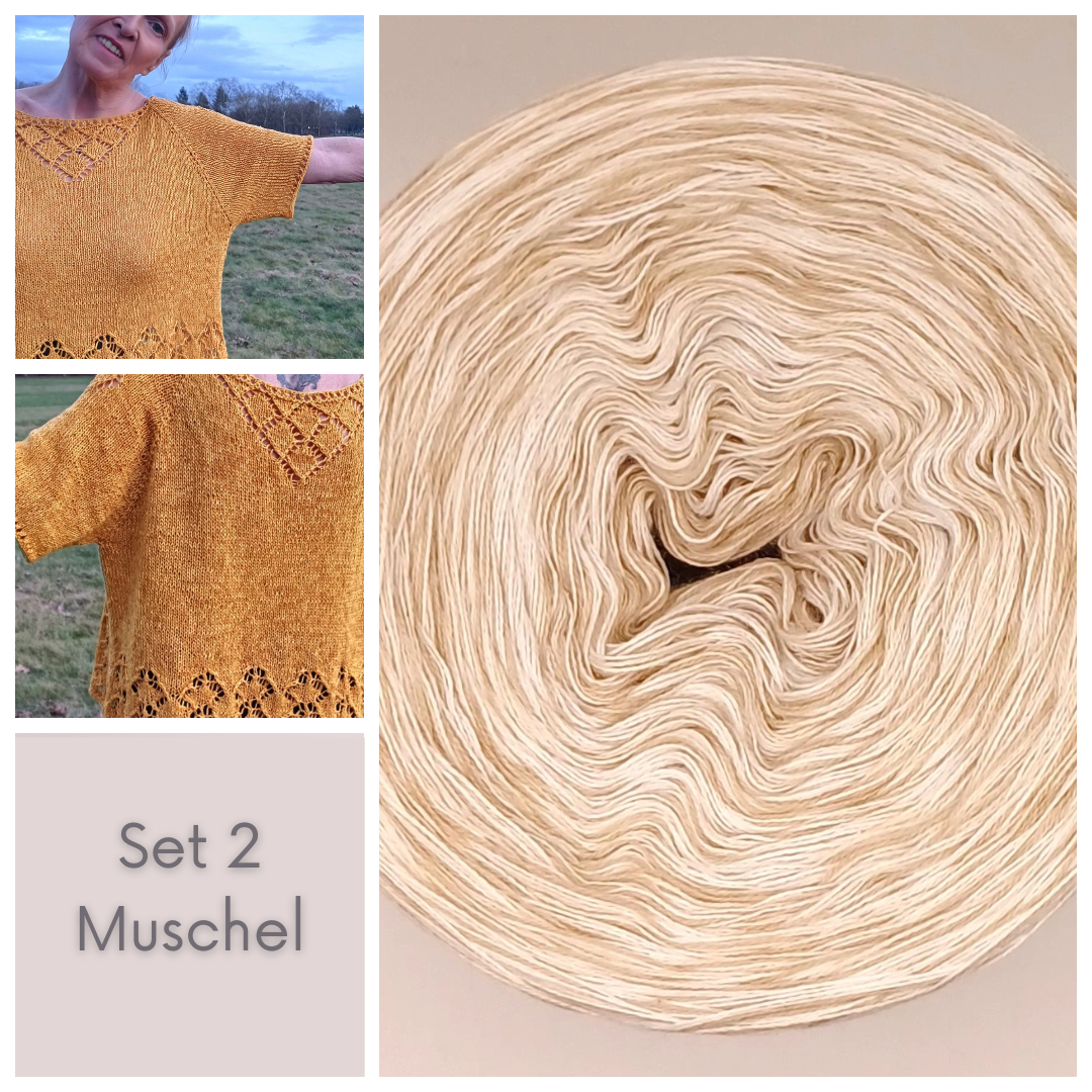 KAL "Sunshine", RVO Sommershirt stricken -  Set 2 Muschel