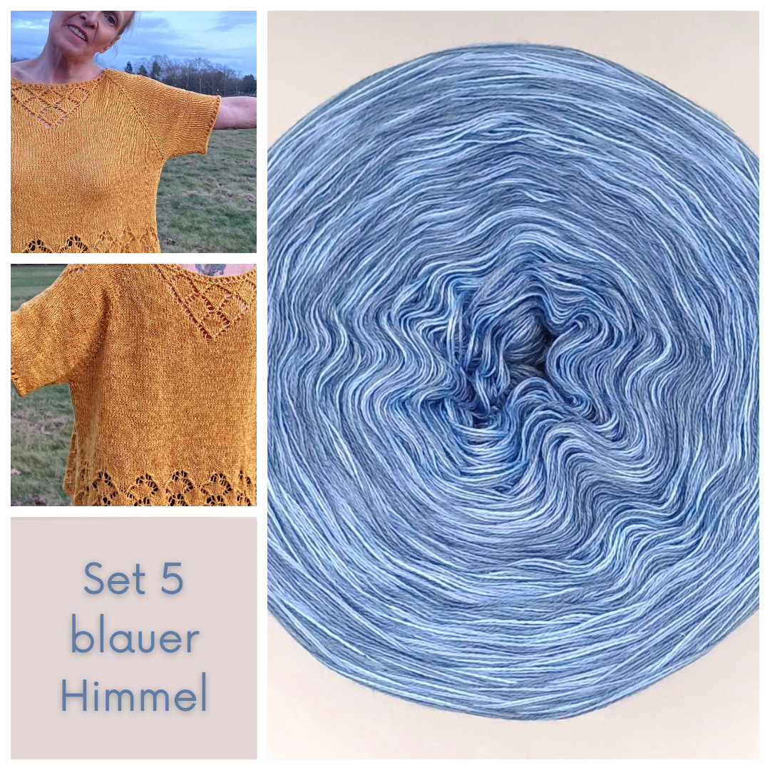 KAL "Sunshine", RVO Sommershirt stricken -  Set 5 blauer Himmel