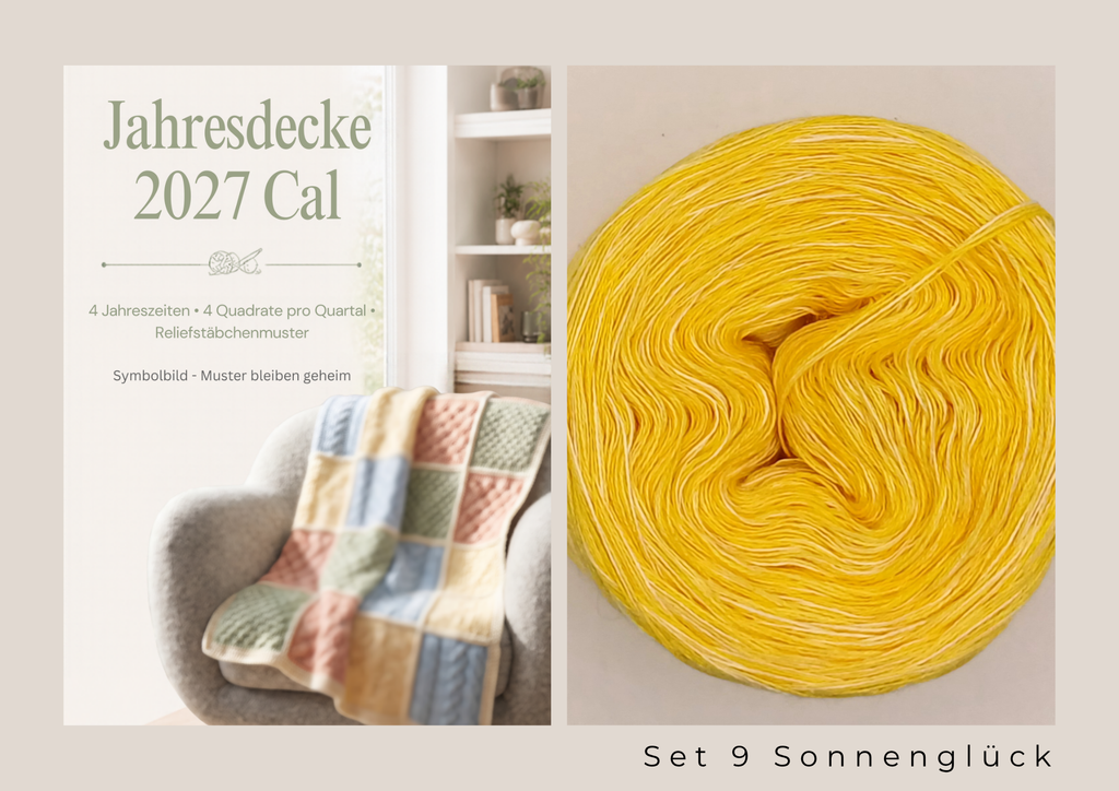 Granny Square Mystery Relief Jahresdecke 2027 – Garnset inklusive 4 Quartalsanleitungen