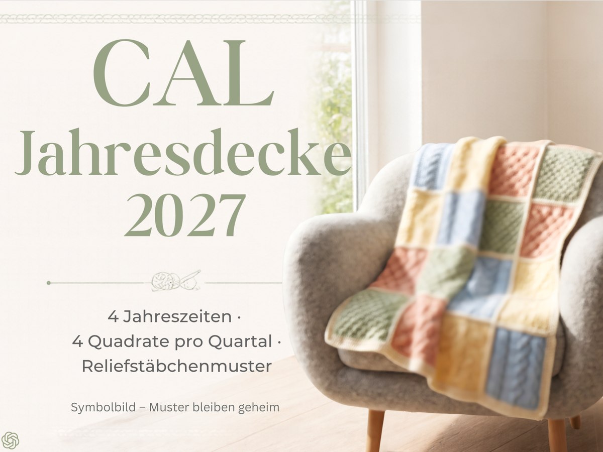 Granny Square Mystery Relief Jahresdecke 2027 – Garnset inklusive 4 Quartalsanleitungen
