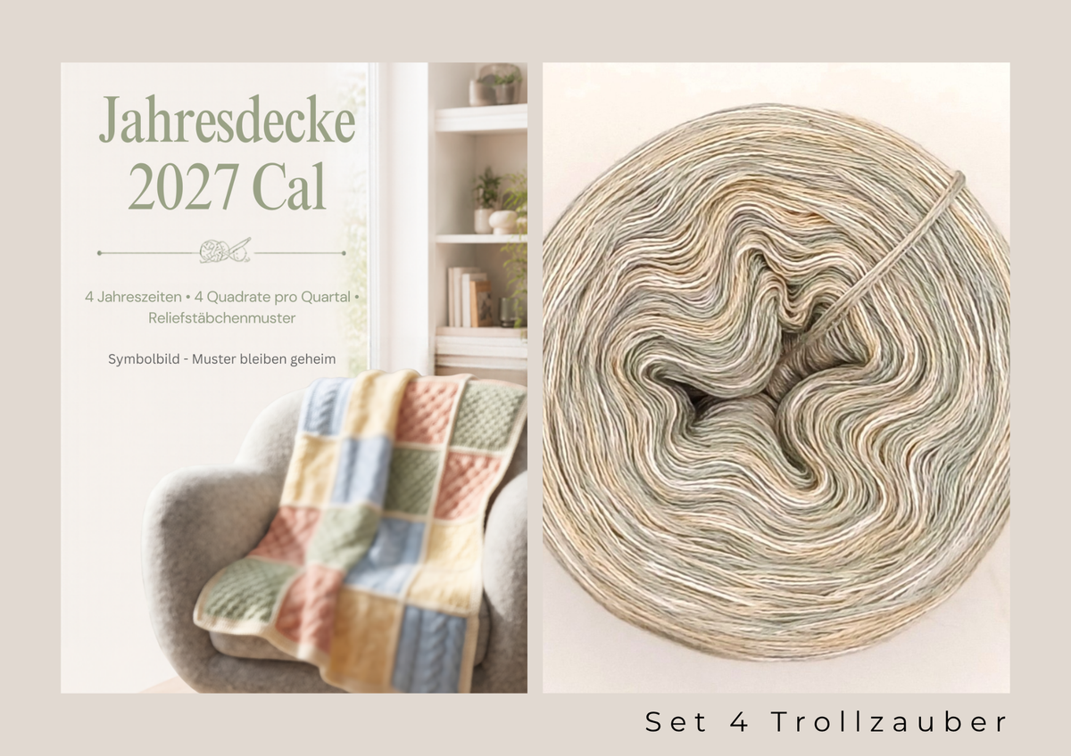 Granny Square Mystery Relief Jahresdecke 2027 – Garnset inklusive 4 Quartalsanleitungen