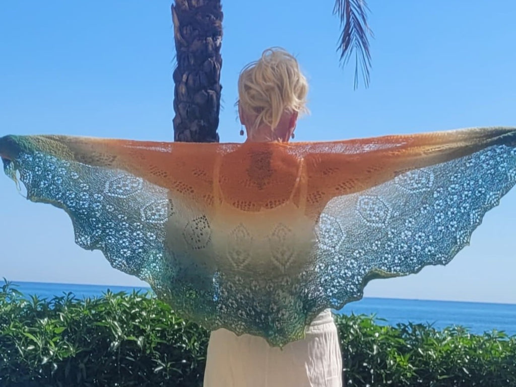 Das Wintertuch stricken - halbrundes Tuch mit Shetland-Lacemuster