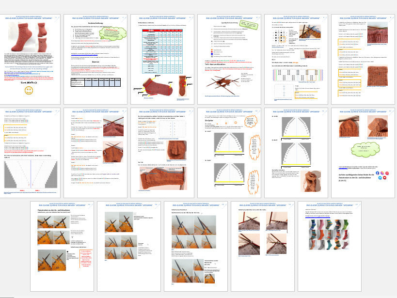 Strickanleitung Sneaker Fixe-Quicky-Ferse "Apfelkern", Top Down, Socken stricken, Gr. 34-45, PDF