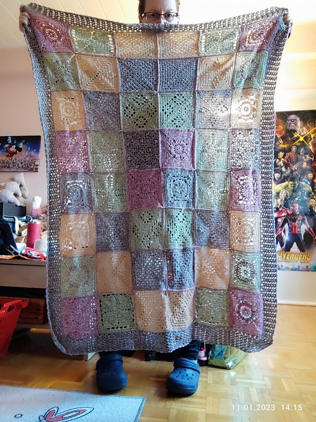 Häkelset Granny Square Decke häkeln