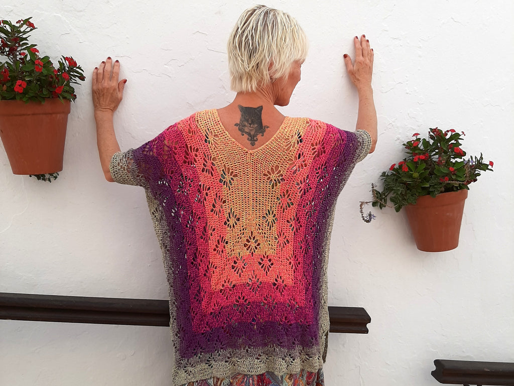 Häkelanleitung Ponchollover Flower Power